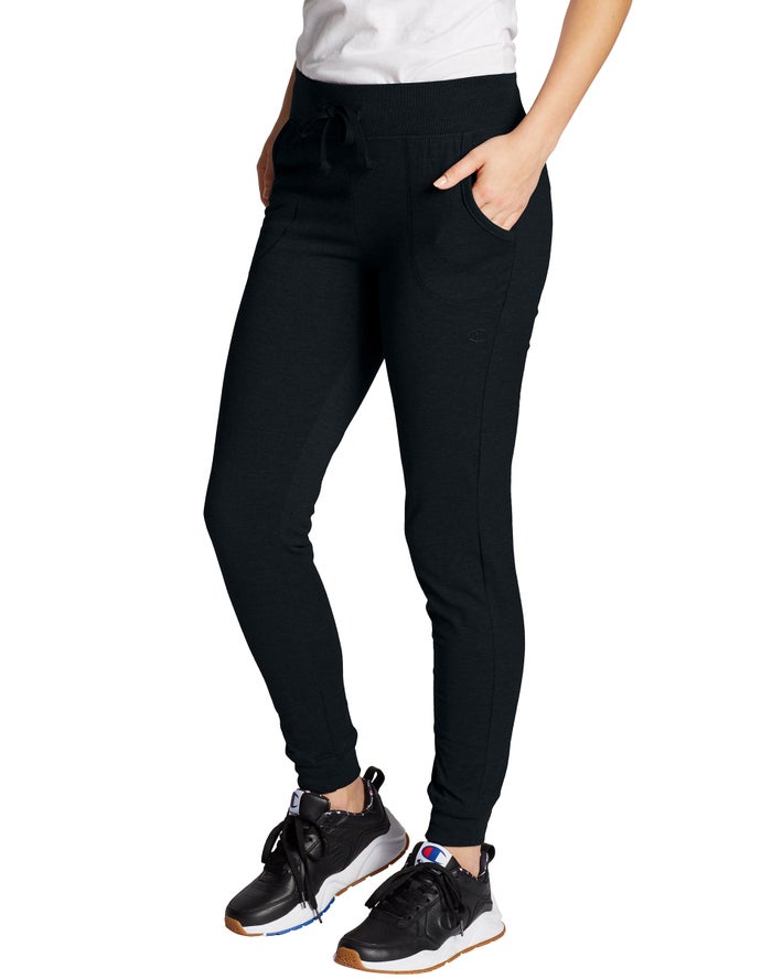 Champion Womens Joggers NZ - Classic Jersey Black ( 6847-MROVN )